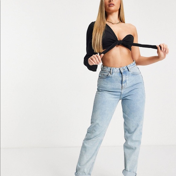 One shoulder tie front crop top - Picture 2 of 4